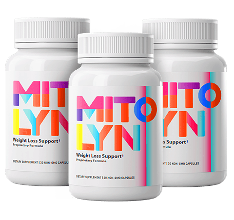 Three bottles of Mitolyn supplement for natural fat burning and metabolism support