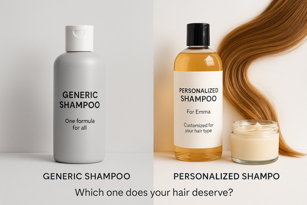 Comparison between generic shampoo and personalized shampoo products