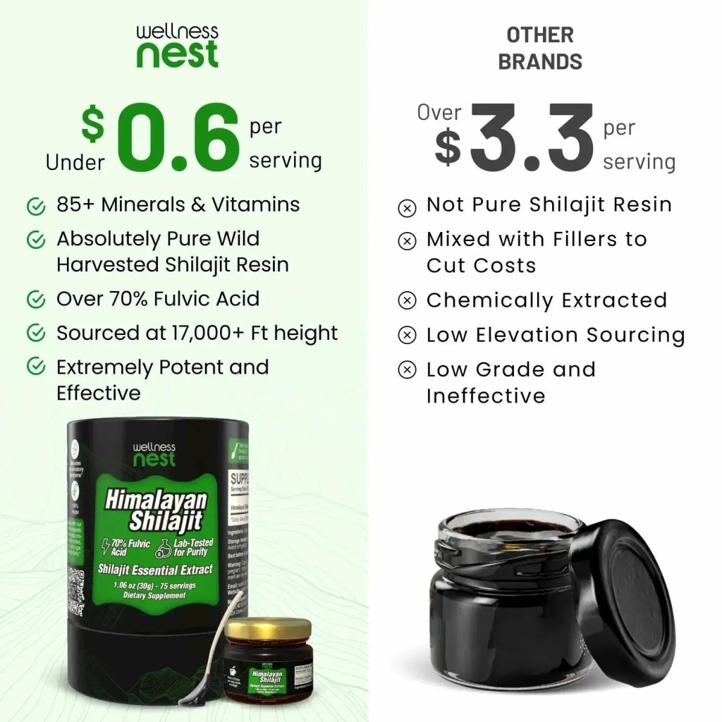 Shilajit price and quality comparison between Wellness Nest and others